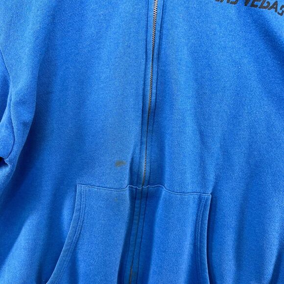 Vintage Las Vegas Sweatshirt Mens Extra Large Blue Black Zip Hoodie Spellout 90s - Picture 6 of 16